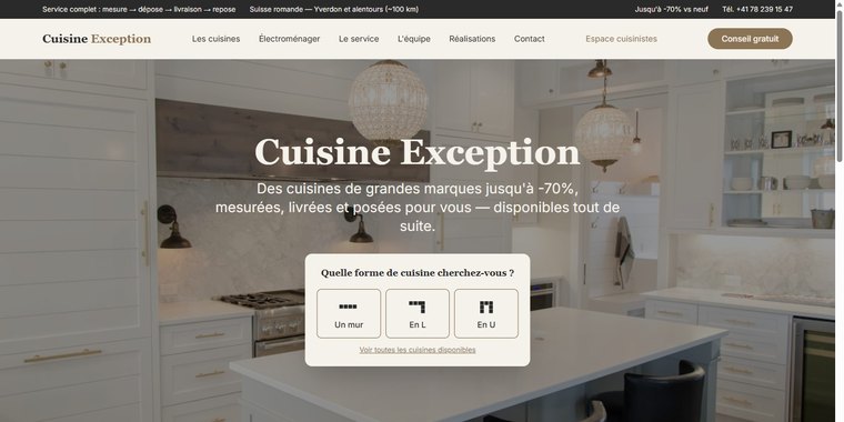 Site Cuisine Exception, créé par YourQuantix